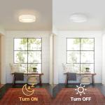 HILUXIA Modern Linen LED 13 Inch Ceiling Light Fixture with 24W 5CCT, Flush Mount Low Profile Room Lamp, Dimmable Minimalist Lighting for Bedroom, Kitchen, Hallway, Closet, Entryway