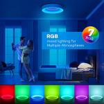 Annaror RGB Flush Mount Ceiling Light with Remote Control, 2400LM Dimmable Ceiling Light Fixture, 3000K-6500K Modern Low Profile Ceiling Lights for Bedroom Kids Room, 11in White