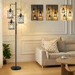 GHOOCEMLUX 68" Dimmable Floor Lamp, Farmhouse Standing Lamp with Elegant Metal Cage, Industrial Tall Tree Floor Lamps for Living Room, Bedroom, Study Room, Office (2000LM LED Bulbs Included) - Black