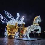 LED Outdoor 3D PVC Horse-Drawn Cart Themed Motif Light IP65 Landscape Wedding Holiday Decor for Diwali Christmas Decorations