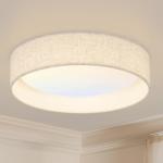 HILUXIA Modern Linen LED 13 Inch Ceiling Light Fixture with 24W 5CCT, Flush Mount Low Profile Room Lamp, Dimmable Minimalist Lighting for Bedroom, Kitchen, Hallway, Closet, Entryway