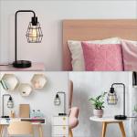 Edison 2-piece bedside table reading desk lamp with dual USB charging ports and sockets