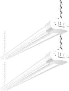 hykolity 2 Pack 4FT Linkable LED Shop Light for Garage, 4400lm, 4FT 42W, 5000K Daylight LED Workbench Light Fixture with Plug, Hanging or Surface Mount, White - ETL