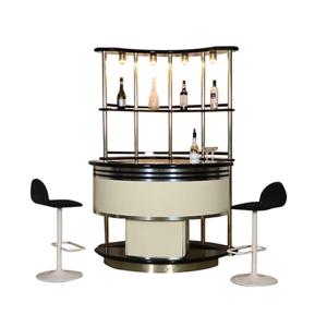 Light luxury stainless steel solid wood bar counter wine cabinet Italian designer bar against the wall art retro luxury island