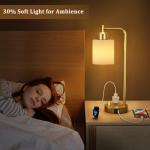 Innqoo Gold Lamp for Bedroom - Industrial Bedside Table Lamp with USB Port and Outlet, Fully Dimmable Nightstand Lamp with Opal Glass Shade, Small Desk Lamps for Home Office