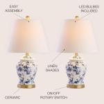 JONATHAN Y JYL3005A-SET2 Set of 2 Table Lamps Penelope 22" Chinoiserie Classic,Cottage,Traditional,for Bedroom, Living Room, Office, College Dorm, Coffee Table, Bookcase, Blue/White