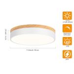 Yiisem Dimmable Wood LED Flush Mount Ceiling Light, 5CCT 2700K-6000K Modern Round Close to Ceiling Lighting Fixtures, Minimalist White Ceiling Lamp for Bedroom, Kitchen, Hallway, Laundry Room
