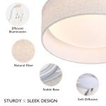 CALOKES 13" Fabric Flush Mount Ceiling Light, 24W 3000K LED Closed to Ceiling Light Fixture with Classic Linen Drum Design for Bedrooms, Kitchen, Dining Room, Hallway