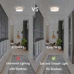 CALOKES 13" Fabric Flush Mount Ceiling Light, 24W 3000K LED Closed to Ceiling Light Fixture with Classic Linen Drum Design for Bedrooms, Kitchen, Dining Room, Hallway