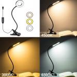 48 LEDs Desk Lamp Clip USB Book Light Bedside 360° Flexible Eye Protection Gooseneck Reading Light Brightness Adjustable 3 Leve
