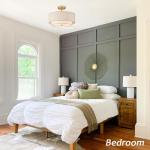 CALOKES 16" Double Drum Gold 3-Light Semi Flush Mount Ceiling Light, Classic Fabric Linen Shade Design for Living Room, Bedroom, Kitchen, Dining Room, Hallway and Entryway