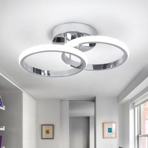 CANEOE Round Modern Led Ceiling Light Fixtures, 6000K Cool White Hallway Light Fixtures Ceiling, Bathroom Close to Ceiling Lights for Corridor Stair Aisle Lamps (Chrome, 1 Pack)