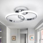 CANEOE Round Modern Led Ceiling Light Fixtures, 6000K Cool White Hallway Light Fixtures Ceiling, Bathroom Close to Ceiling Lights for Corridor Stair Aisle Lamps (Chrome, 1 Pack)