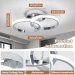 CANEOE Round Modern Led Ceiling Light Fixtures, 6000K Cool White Hallway Light Fixtures Ceiling, Bathroom Close to Ceiling Lights for Corridor Stair Aisle Lamps (Chrome, 1 Pack)