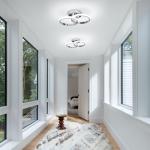 CANEOE Round Modern Led Ceiling Light Fixtures, 6000K Cool White Hallway Light Fixtures Ceiling, Bathroom Close to Ceiling Lights for Corridor Stair Aisle Lamps (Chrome, 1 Pack)