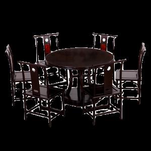Ziguang sandalwood round dining table combination bright lamp hanging chair new Chinese mahogany dining table
