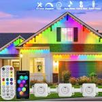 150ft Permanent Eaves LED Smart RGB Outdoor Led Lights for House with Remote  Full House Eaves Light Christmas Holiday Decor