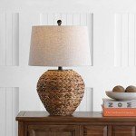 JONATHAN Y JYL6501A Alaro 24.5" Banana Leaf Basket LED Table Lamp Coastal Cottage Industrial Bedside Desk Nightstand for Bedroom Living Room Office College Bookcase LED Bulb Included, Natural