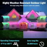 150ft Permanent Eaves LED Smart RGB Outdoor Led Lights for House with Remote  Full House Eaves Light Christmas Holiday Decor