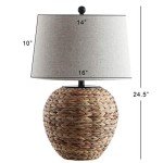 JONATHAN Y JYL6501A Alaro 24.5" Banana Leaf Basket LED Table Lamp Coastal Cottage Industrial Bedside Desk Nightstand for Bedroom Living Room Office College Bookcase LED Bulb Included, Natural