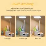 3000XHH Rechargeable Folding Table Lamp LED Touch Dimmable Study USB Reading Light Eye Protection Pen Holder Bedroom Night Light