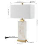JONATHAN Y JYL6201A Elizabeth 27.5" Alabaster LED Table Lamp Coastal Contemporary Bedside Desk Nightstand Lamp for Bedroom Living Room Office College Bookcase LED Bulb Included, White/Gold Leaf
