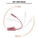 USB Mini LED Book Night 3 Light Color Adjustable Brightness Clip-On Study Reading Lamp Rechargeable for Travel Bedroom Reading