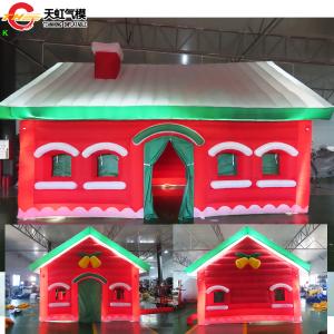 Fast Air Shipping 6x4m LED Lighting Inflatable Christmas House with Door Windows Inflatable Santa Grotto Lawn Tent