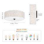 CALOKES Flush Mount Ceiling Light Fixture, 13" Close to Ceiling Light with Beige Fabric Linen Drum Shade, 2-Light Modern Round Ceiling Light for Bedroom Hallway Dining Kitchen