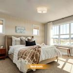 CALOKES Flush Mount Ceiling Light Fixture, 13" Close to Ceiling Light with Beige Fabric Linen Drum Shade, 2-Light Modern Round Ceiling Light for Bedroom Hallway Dining Kitchen