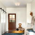 CALOKES Flush Mount Ceiling Light Fixture, 13" Close to Ceiling Light with Beige Fabric Linen Drum Shade, 2-Light Modern Round Ceiling Light for Bedroom Hallway Dining Kitchen