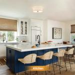 CALOKES Flush Mount Ceiling Light Fixture, 13" Close to Ceiling Light with Beige Fabric Linen Drum Shade, 2-Light Modern Round Ceiling Light for Bedroom Hallway Dining Kitchen