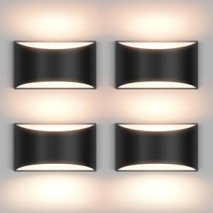 Aiilsmp 4 Pack Black Modern LED Wall Sconce Indoor Wall Lights Hardwired Up and Down Wall Mount Light for Living Room Bedroom Corridor Hallway Conservatory Warm White 3000K(with G9 Bulbs)