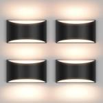 Aiilsmp 4 Pack Black Modern LED Wall Sconce Indoor Wall Lights Hardwired Up and Down Wall Mount Light for Living Room Bedroom Corridor Hallway Conservatory Warm White 3000K(with G9 Bulbs)