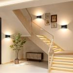 Aiilsmp 4 Pack Black Modern LED Wall Sconce Indoor Wall Lights Hardwired Up and Down Wall Mount Light for Living Room Bedroom Corridor Hallway Conservatory Warm White 3000K(with G9 Bulbs)