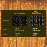 Twinkle Star 300 LED Window Fairy Curtain String Lights, 8 Modes Fairy Lights for Bedroom Wedding Party Home Garden Outdoor Indoor Wall Decorations, Warm White, 2 Pack