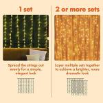 Twinkle Star 300 LED Window Fairy Curtain String Lights, 8 Modes Fairy Lights for Bedroom Wedding Party Home Garden Outdoor Indoor Wall Decorations, Warm White, 2 Pack