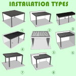 Luxury Outdoor Pergola Gazebo with Motorized Louvered Roof, Integrated LED Lighting, and Sliding Glass Doors  Aluminum Pergola