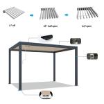 Luxury Outdoor Pergola Gazebo with Motorized Louvered Roof, Integrated LED Lighting, and Sliding Glass Doors  Aluminum Pergola