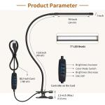 10W LED Desk Lamp with Clamp Dimmable Clip On Reading Light 10 Brightness Level 3 Lighting Modes Flexible Study Table Lamp USB