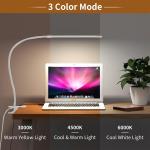 10W LED Desk Lamp with Clamp Dimmable Clip On Reading Light 10 Brightness Level 3 Lighting Modes Flexible Study Table Lamp USB