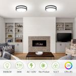 AKAARI 12 Inch Flush Mount Ceiling Light - 2 Pack 36W 3000K/3500K/4000K/5000K/6000K Super Bright Dimmable Led Ceiling Light Fixture for Kitchen Hallway Bedroom Bathroom