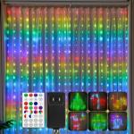 Brightown 400 RGBIC LED Smart Curtain Fairy Lights, 6.6x6.6ft Dynamic Color Changing Christmas String Lights with Remote, IP65 Waterproof Smart Wall Window Lights for Bedroom Living Room Garage