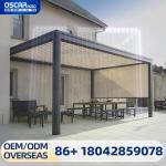 Outdoor Aluminium Waterproof Motorized Gazebo with LED Light 10X13ft Louvered Patio Shelter for Garden Balcony Backyard Pergola