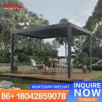 Outdoor Aluminium Waterproof Motorized Gazebo with LED Light 10X13ft Louvered Patio Shelter for Garden Balcony Backyard Pergola