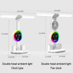 Rechargeable Led Table Lamp for Study Desk Lamp Reading Light Led Night Light with Fan Led Clock Dispaly Reading Desk Light