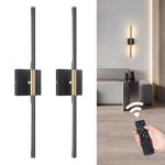 Shenmoyl Battery Operated Wall Sconce Set of 2, 8000mAh Wireless Wall Sconces, 3000K-6000K Dimmable, 350°Rotate, Indoor Wall Lights with Remote for Bedroom Living Room Bathroom, Black Gold, 23.6 Inch