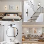 Shenmoyl Battery Operated Wall Sconce Set of 2, 8000mAh Wireless Wall Sconces, 3000K-6000K Dimmable, 350°Rotate, Indoor Wall Lights with Remote for Bedroom Living Room Bathroom, Black Gold, 23.6 Inch