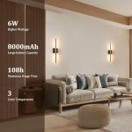 Shenmoyl Battery Operated Wall Sconce Set of 2, 8000mAh Wireless Wall Sconces, 3000K-6000K Dimmable, 350°Rotate, Indoor Wall Lights with Remote for Bedroom Living Room Bathroom, Black Gold, 23.6 Inch