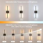 Shenmoyl Battery Operated Wall Sconce Set of 2, 8000mAh Wireless Wall Sconces, 3000K-6000K Dimmable, 350°Rotate, Indoor Wall Lights with Remote for Bedroom Living Room Bathroom, Black Gold, 23.6 Inch